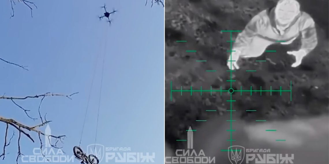 Drones were just used to drop a vehicle on the battlefield for a stranded soldier, Ukrainian brigade says