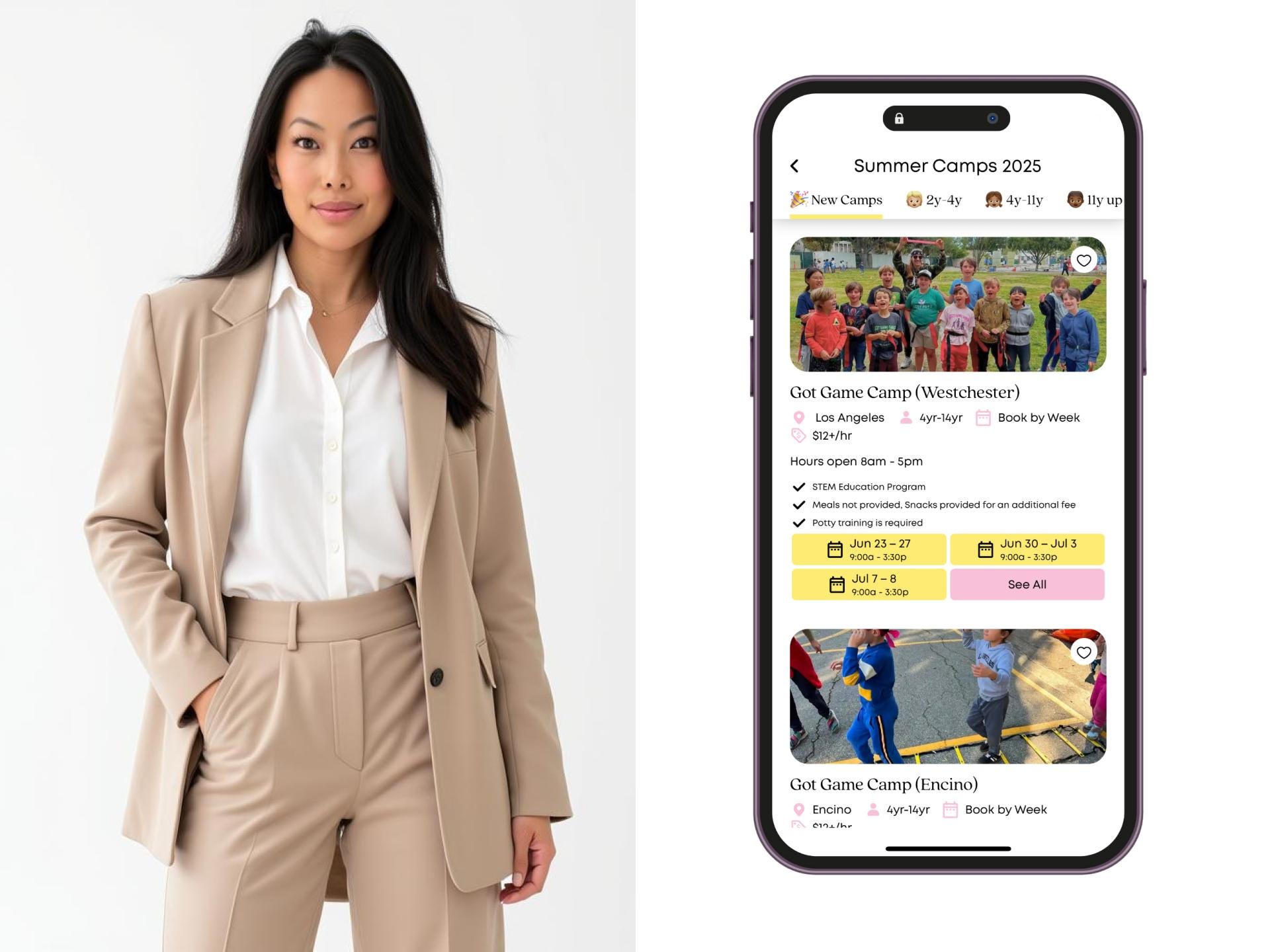 Bumo co-founder Joan Nguyen; Bumo app on smartphone