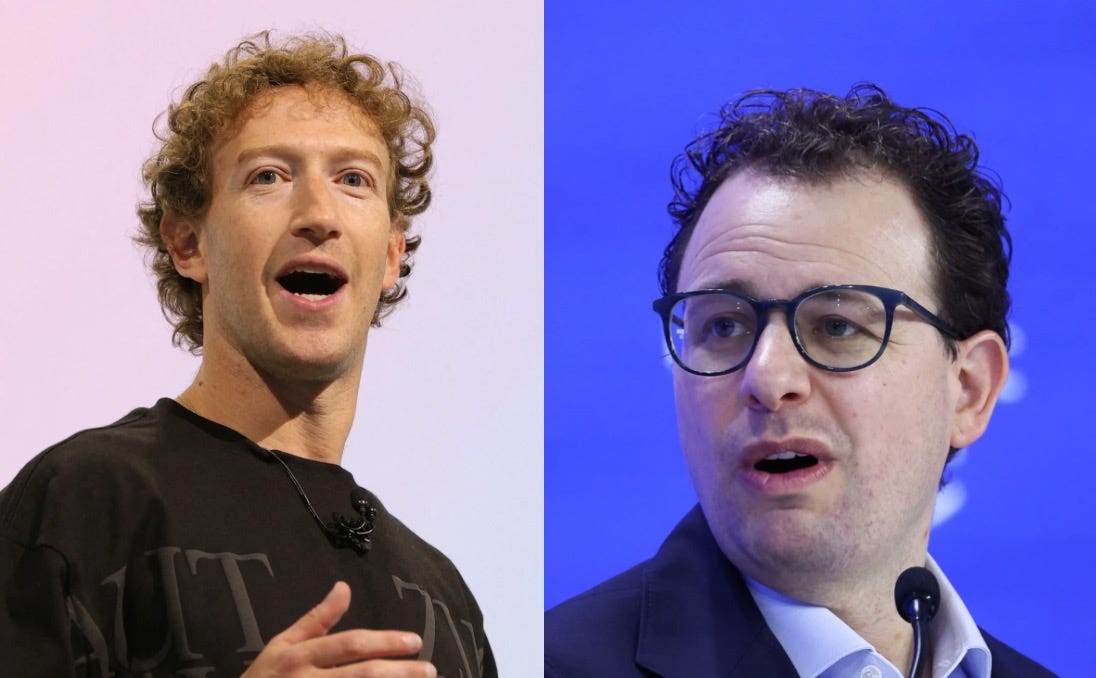 Mark Zuckerberg (right), CEO of Meta, and Dario Amodei, CEO of Anthropic