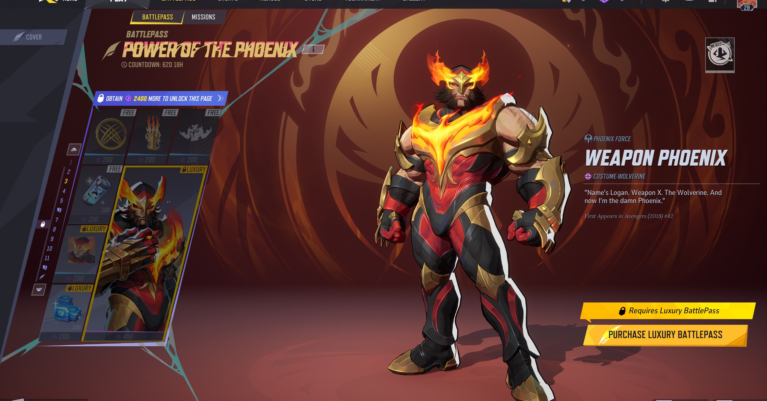 Wolverine’s Phoenix skin in Marvel Rivals