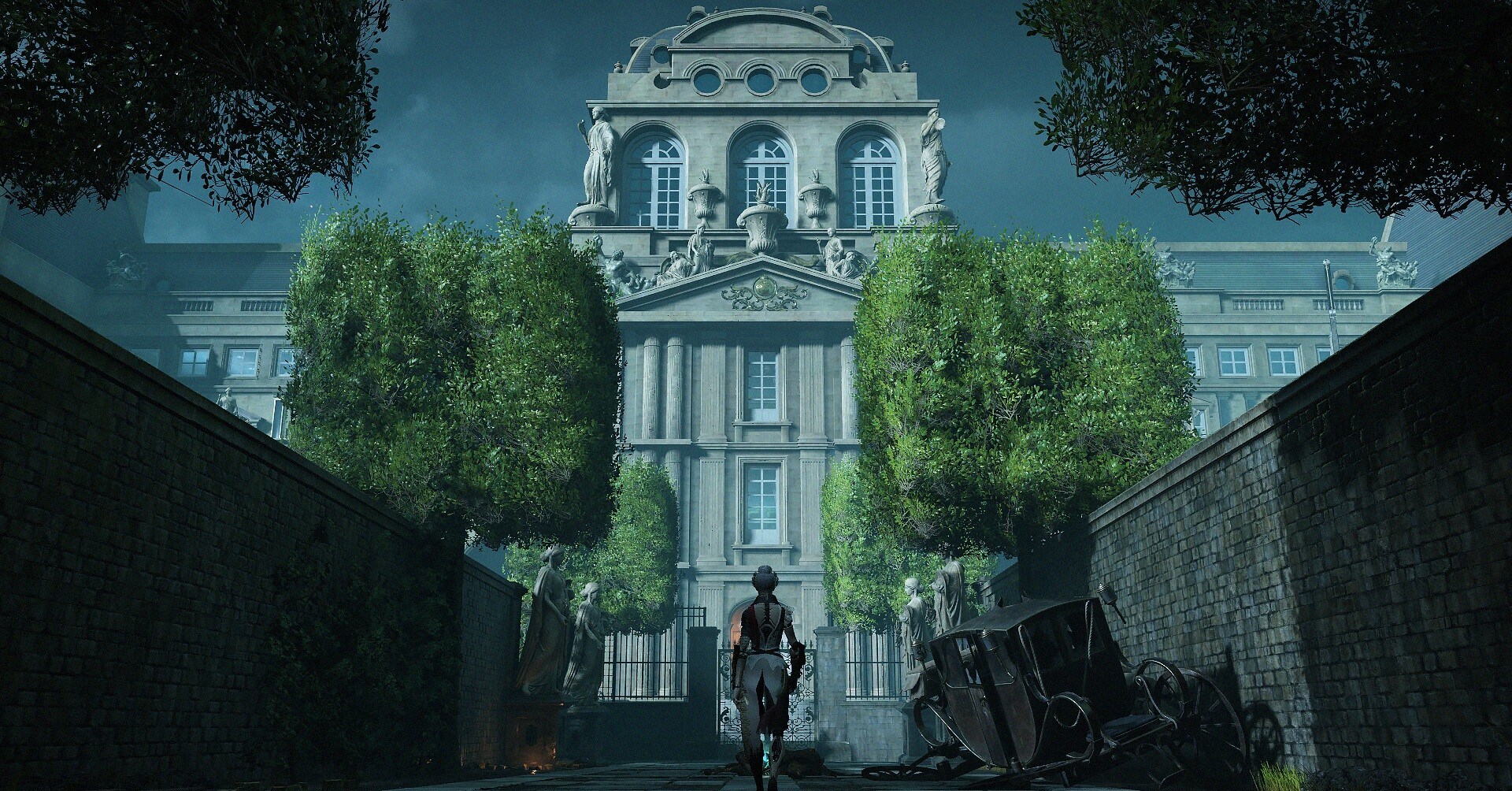 A French Revolution robot walks toward an 18th-century Paris palace in key art for SteelRising