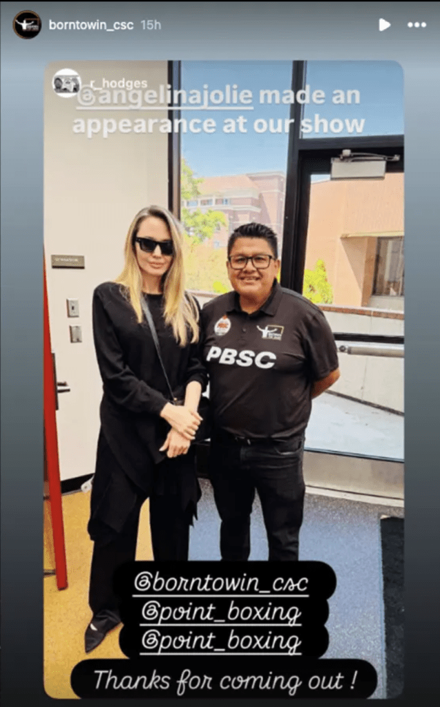 Angelina Jolie at her son's MMA event.