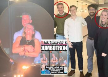 Astronomer CEO Andy Byron, HR chief Kristin Cabot seen smooching before pair were caught on Coldplay’s kiss cam, new video shows