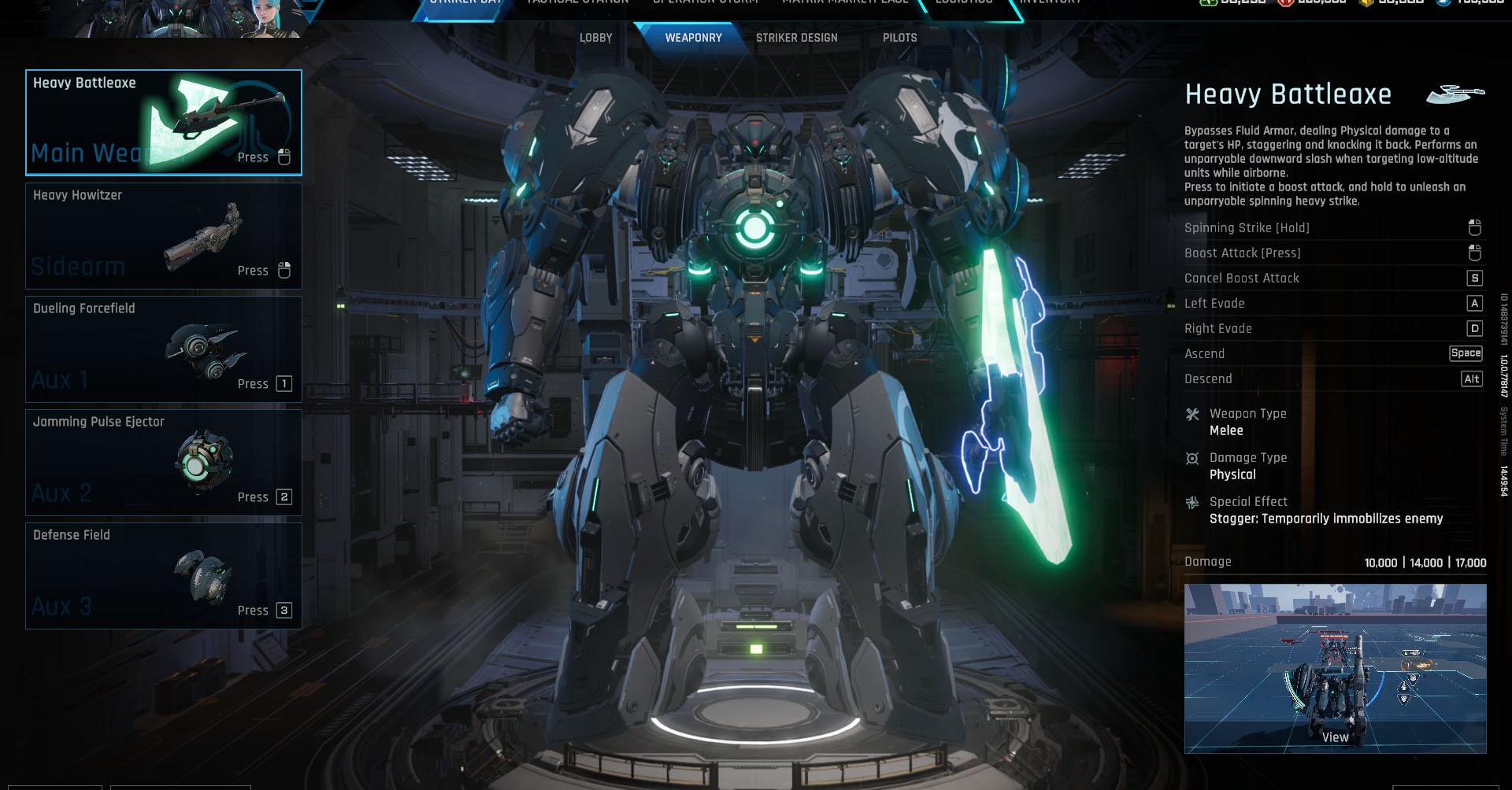 A Mecha Break screenshot showing the Welkin Striker