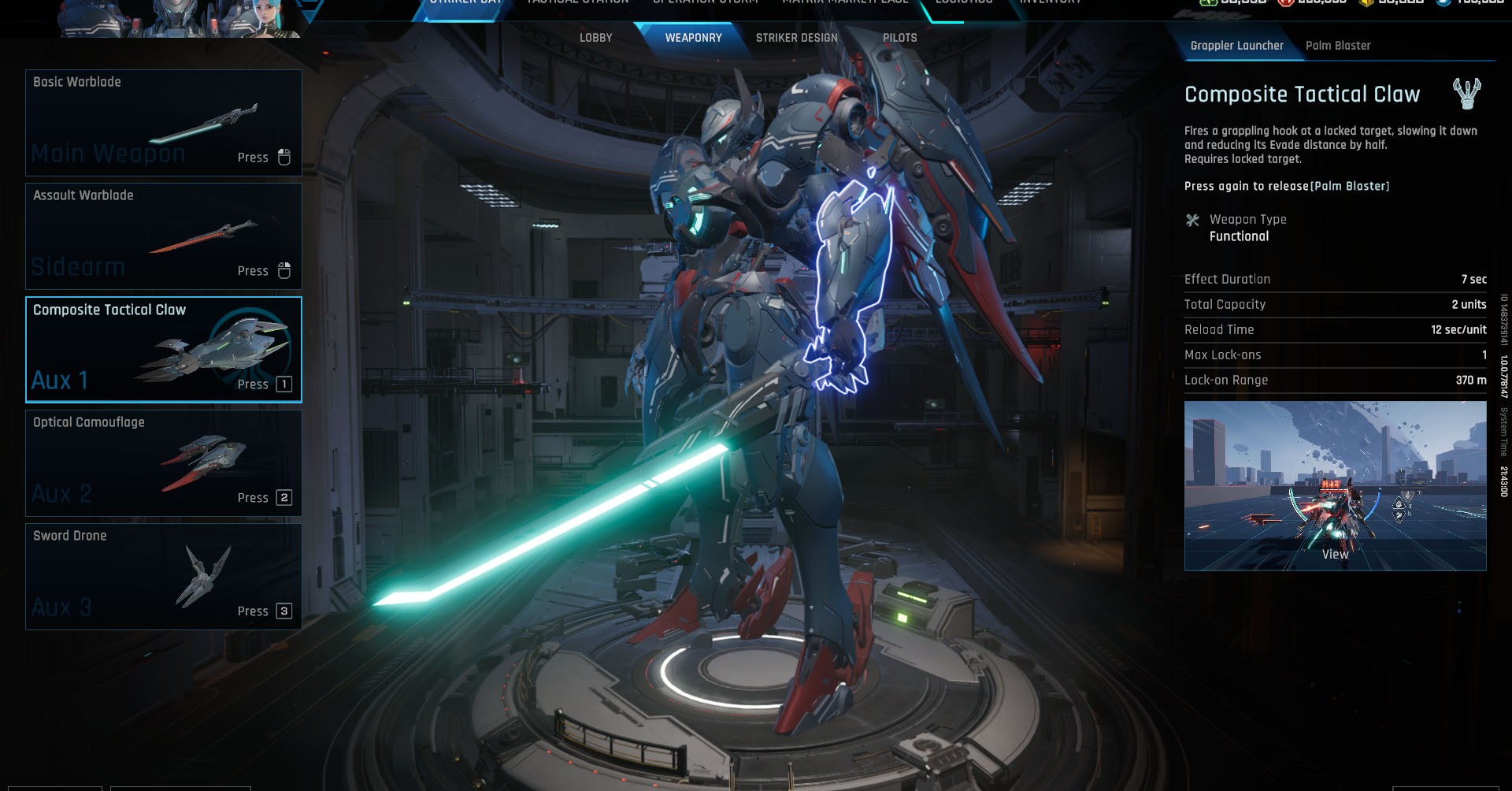 A Mecha Break screenshot showing the Stellaris Striker