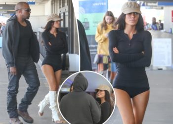 Bianca Censori jets out of LAX wearing itty-bitty briefs and thong boots with Kanye West