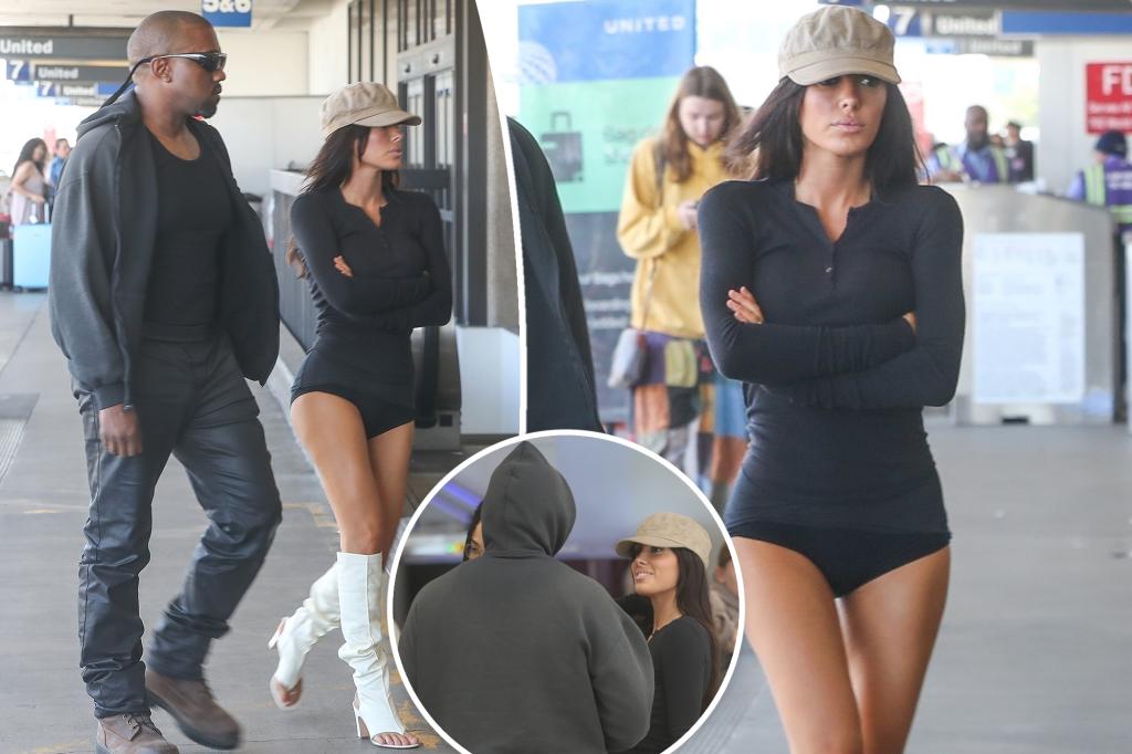Bianca Censori jets out of LAX wearing itty-bitty briefs and thong boots with Kanye West