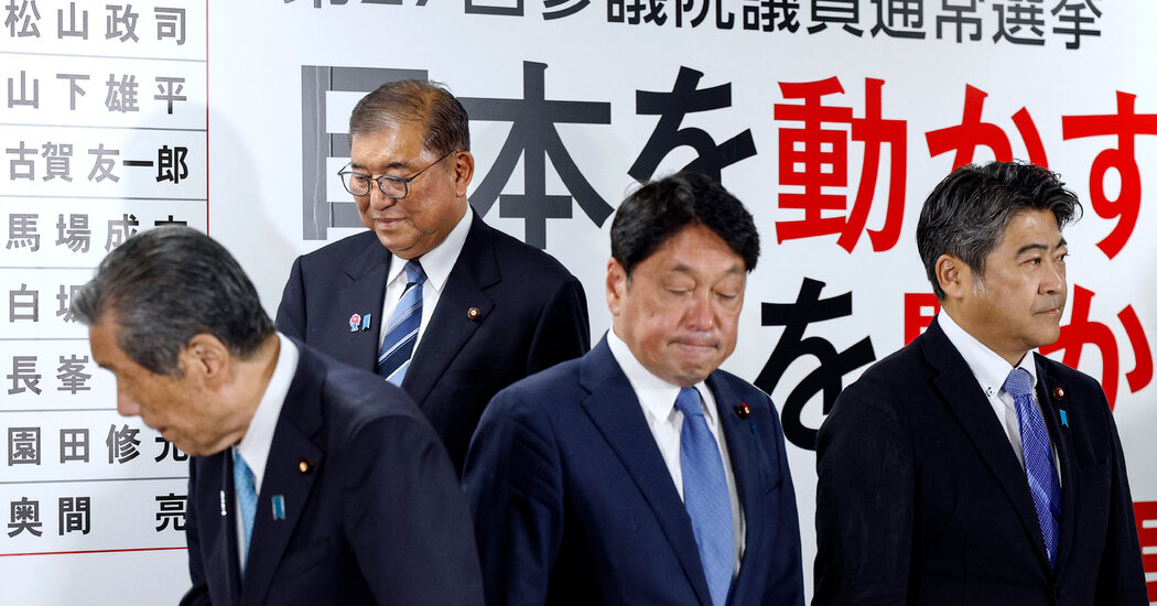 Calls for Japan’s Leader to Resign as His Party Faces Election Defeat