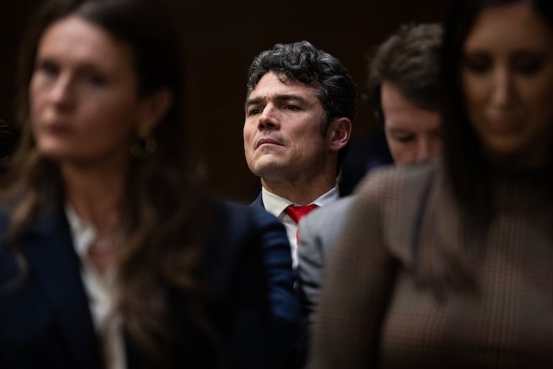 Joe Kent, a former congressional candidate from Washington state, listens to testimony by Tulsi Gabbard, President Donald Trump's nominee to be Director of National Intelligence, during her Senate Select Intelligence Committee confirmation hearing in Dirksen building on Thursday, January 30, 2025.