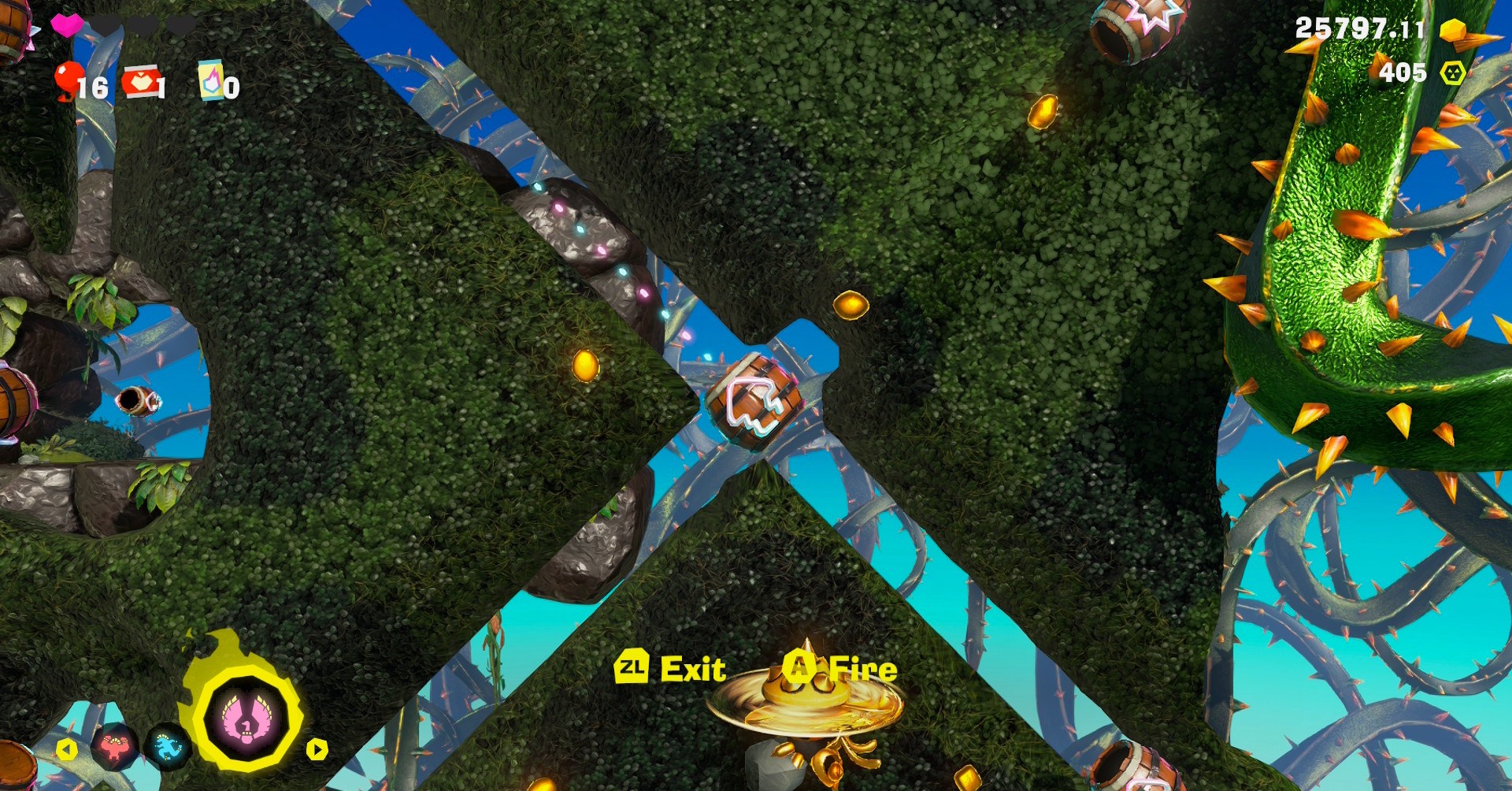 A barrel cannon puzzle in Donkey Kong Bananza