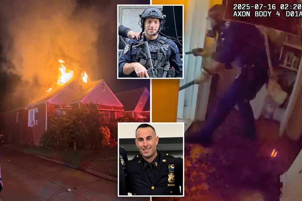 Dramatic bodycam footage shows two NYPD cops bust into burning NYC home to rescue residents