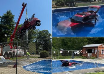 Driver mistakenly plows through fence, into Massachusetts campground pool packed with vacationers