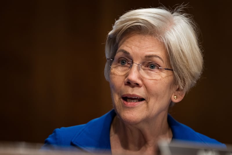 Sen. Elizabeth Warren (D-MA) speaks during a Senate Banking, Housing, and Urban Affairs committee hearing on January 11, 2024 in Washington, DC.