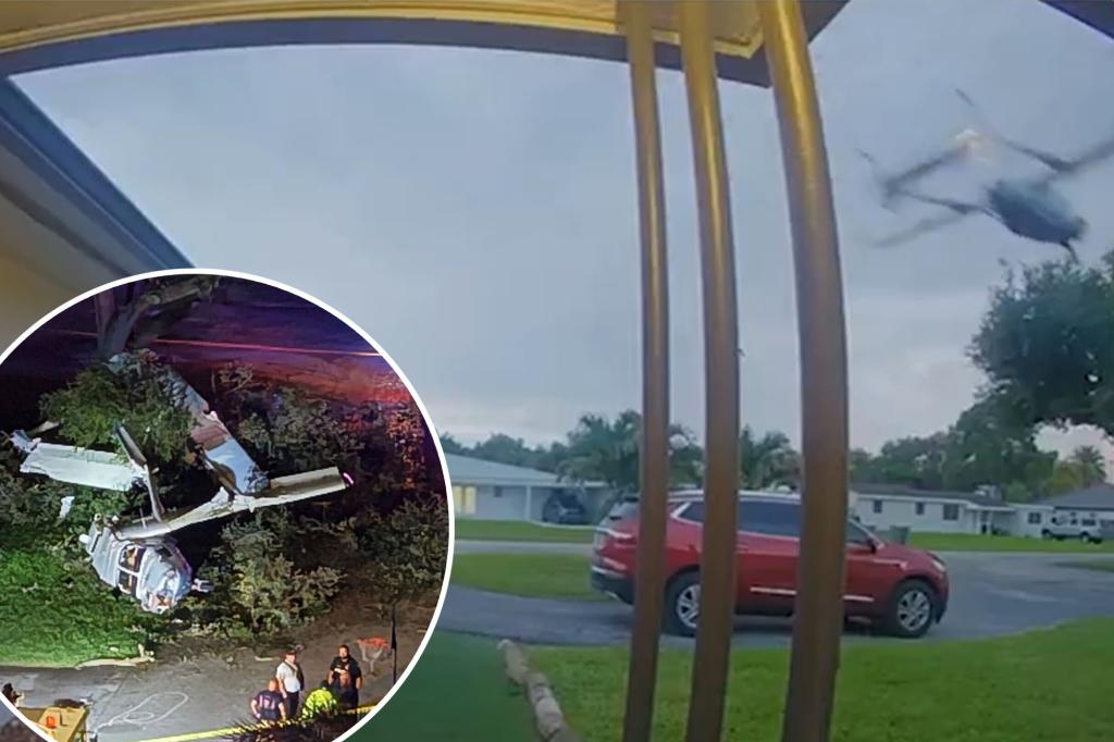 Florida small plane crash captured on dramatic home security video