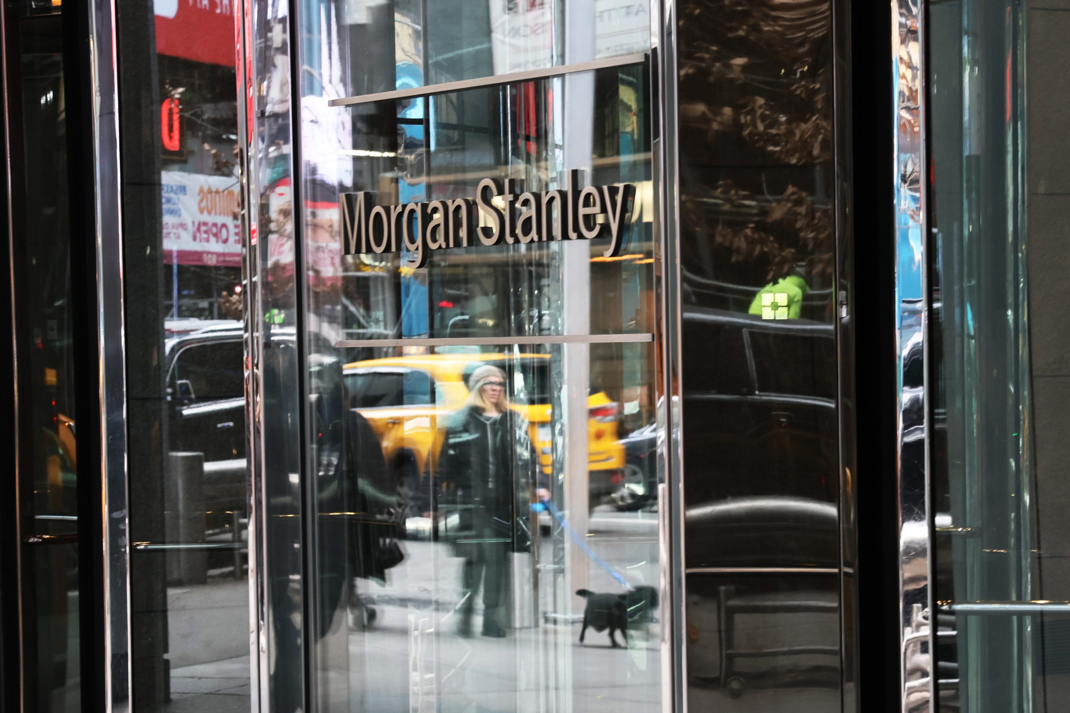 Morgan Stanley's headquarters entrance doors