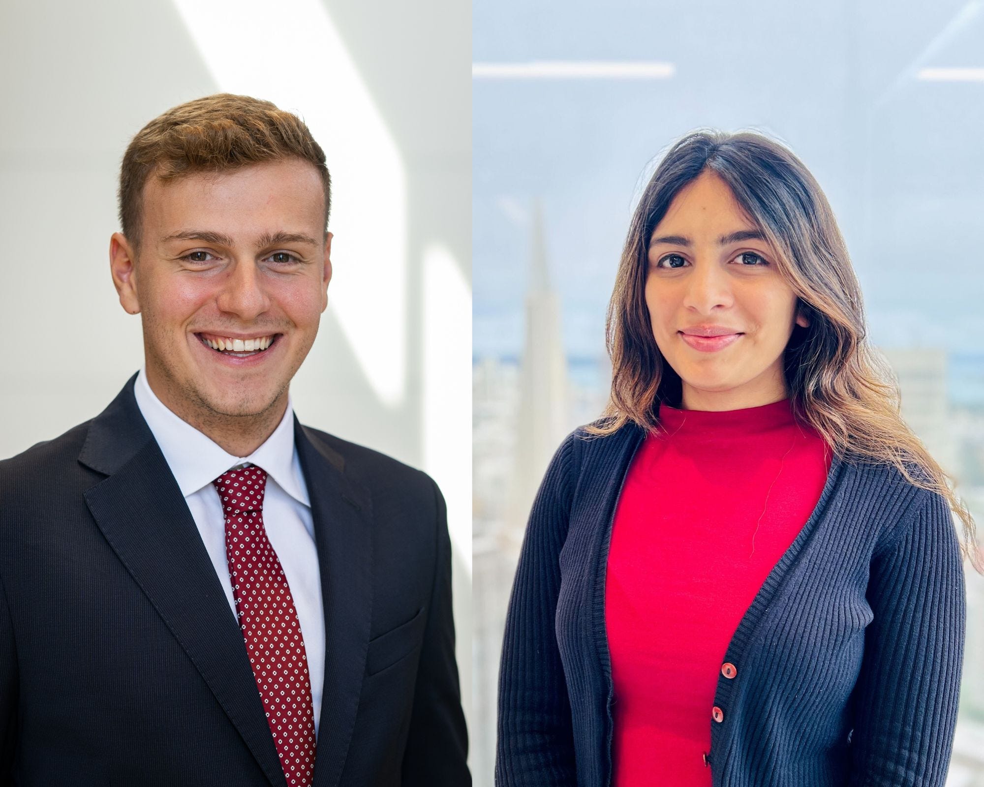 Francesco Catanzariti (left) and Hinal Jajal (right), former Balyasny interns who now work at the hedge fund full-time.