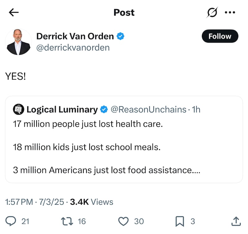 Van Orden's now-deleted post on X.