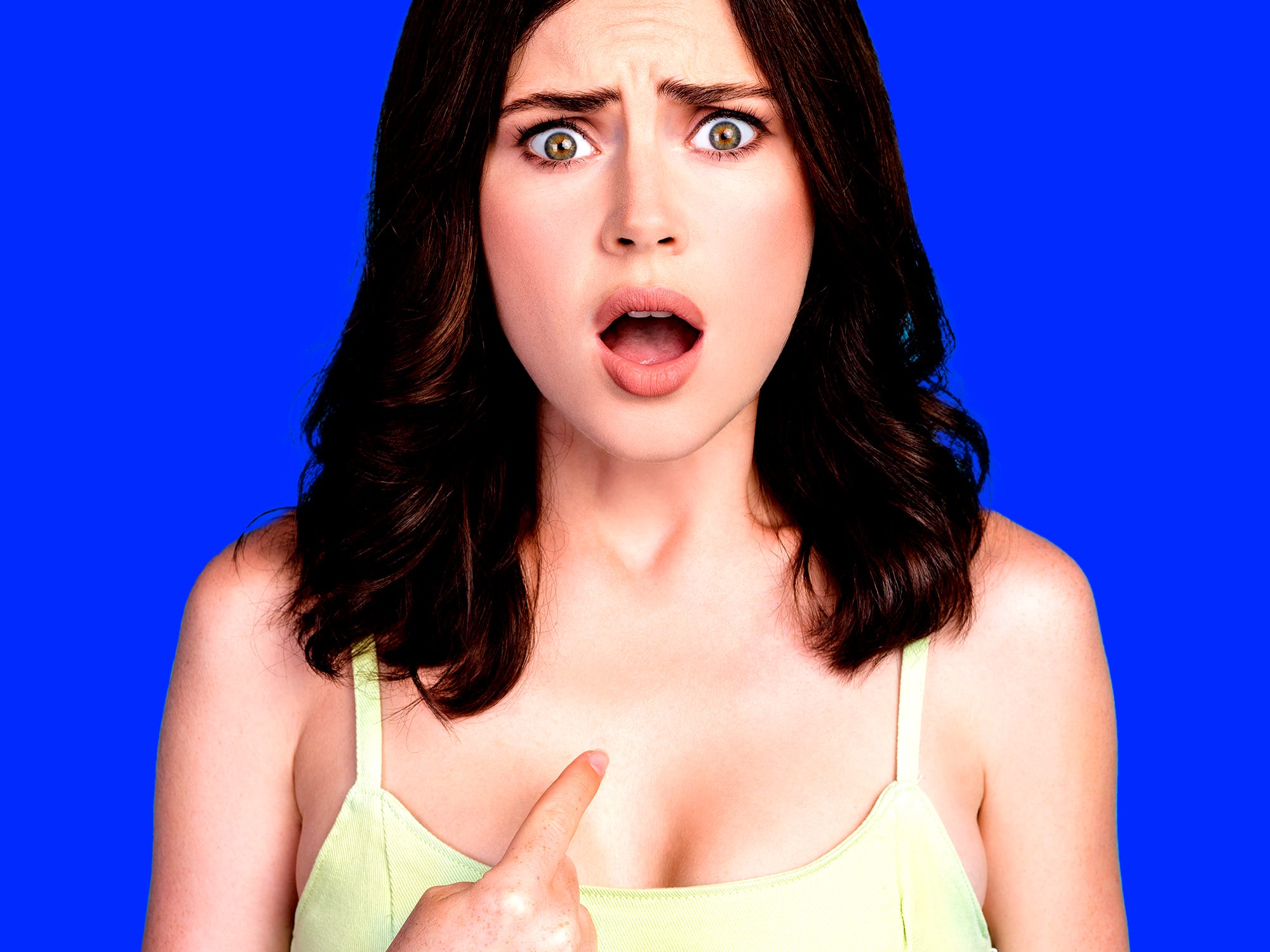 A woman looking shocked