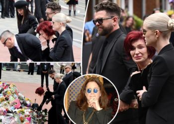 Grief-stricken Sharon Osbourne and kids put on united front at Ozzy’s funeral procession