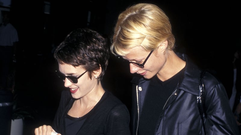 Actress Winona Ryder and actress Gwyneth Paltrow depart for New York City on July 30, 1997 from the Los Angeles International Airport in Los Angeles, California.