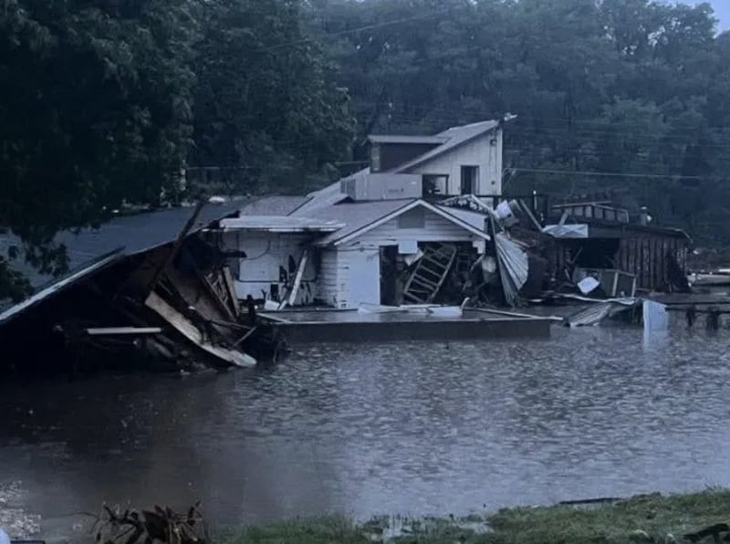 A home in Hunt, an unincorporated community in Texas, was destroyed by flash flooding on Thursday night.