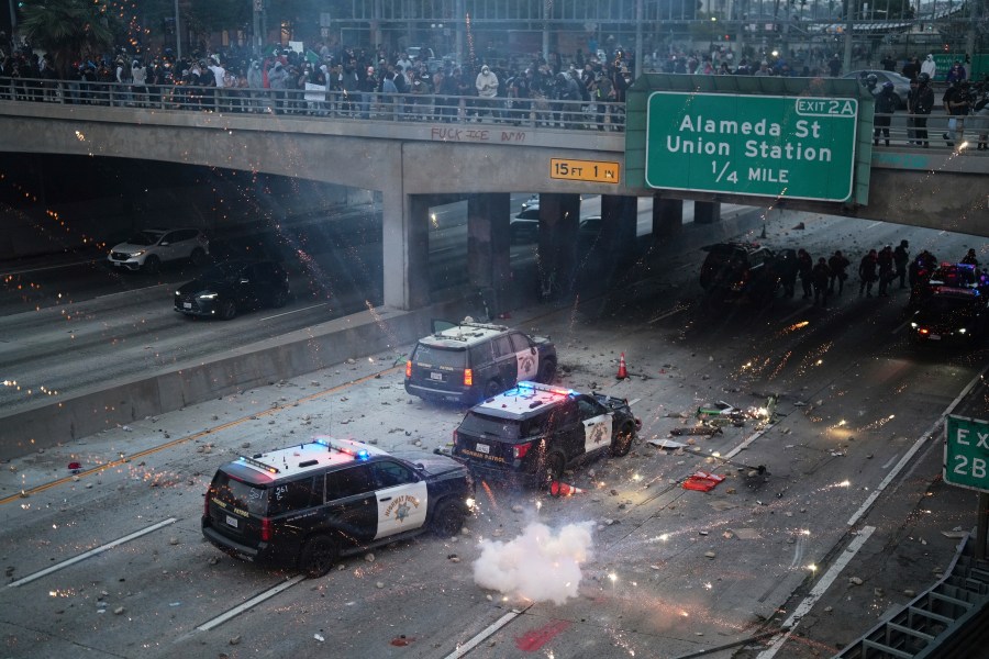 How CHP cruisers became easy targets in the L.A. protest chaos