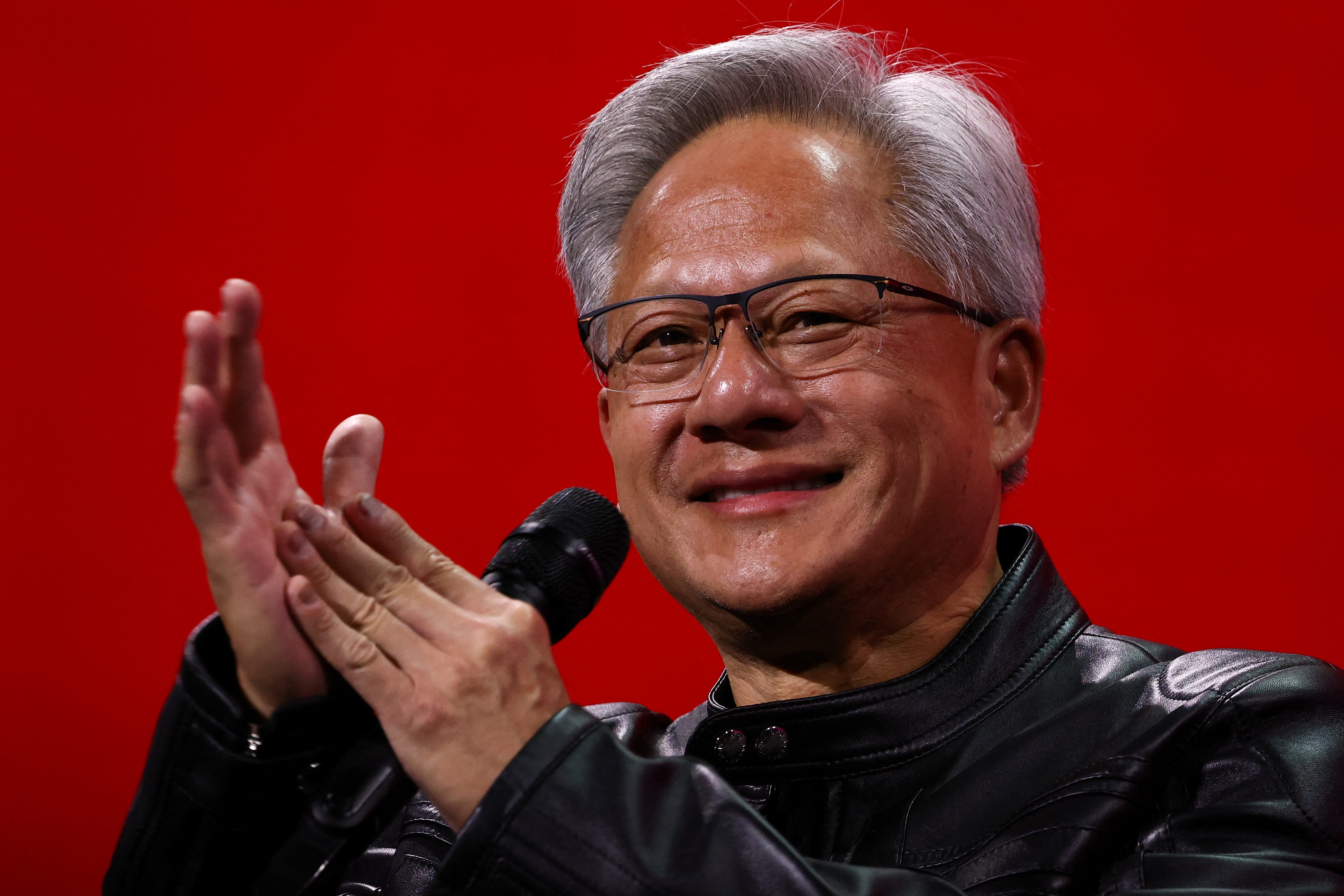 Nvidia CEO Jensen Huang attends a round table discussion at the Viva Technology conference dedicated to innovation and startups at Porte de Versailles exhibition center in Paris, France, June 11, 2025.