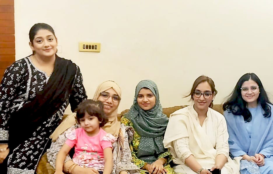 The author with women she met through her son's school.
