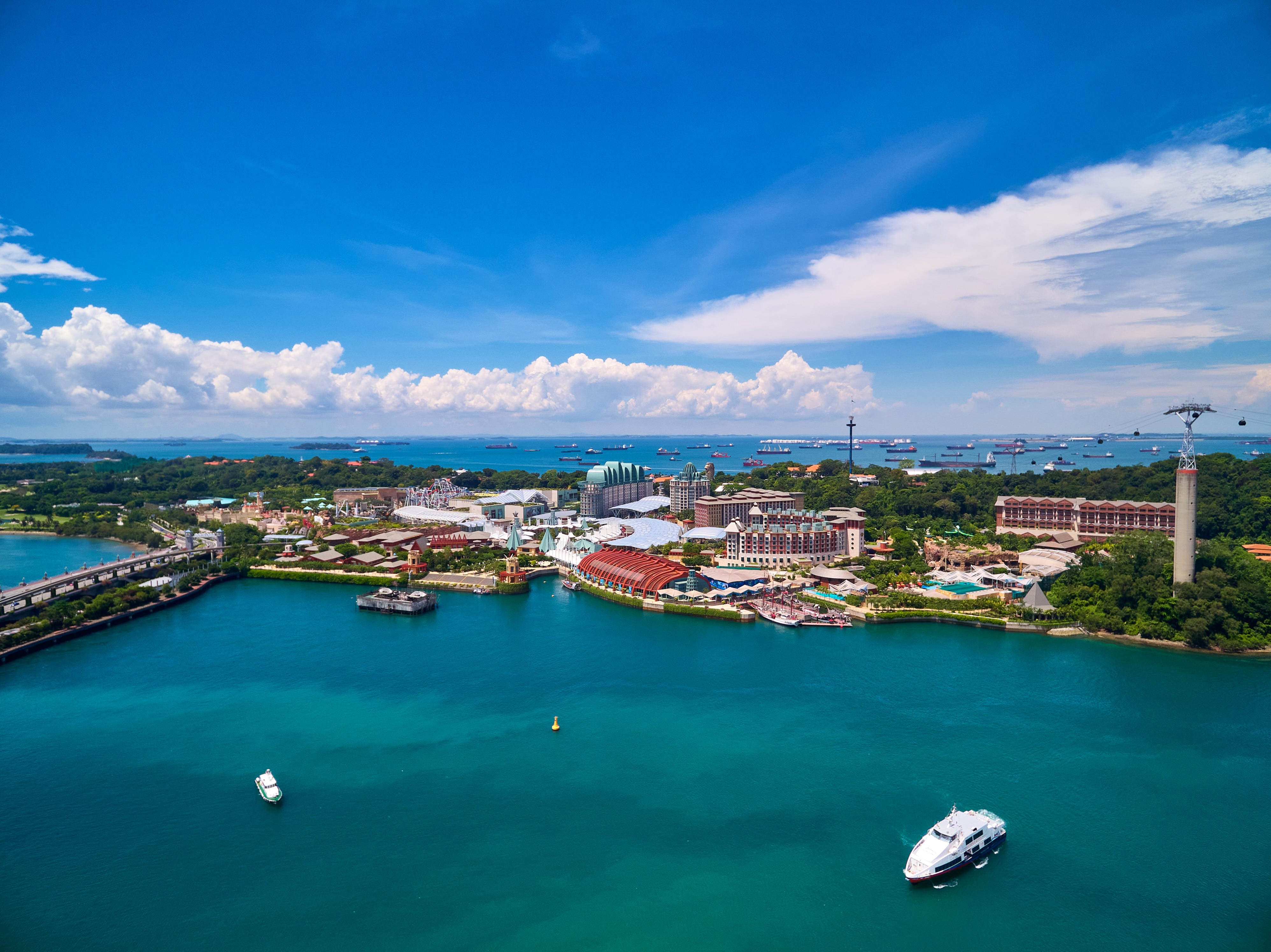 An aerial view of Sentosa Island in Singapore.