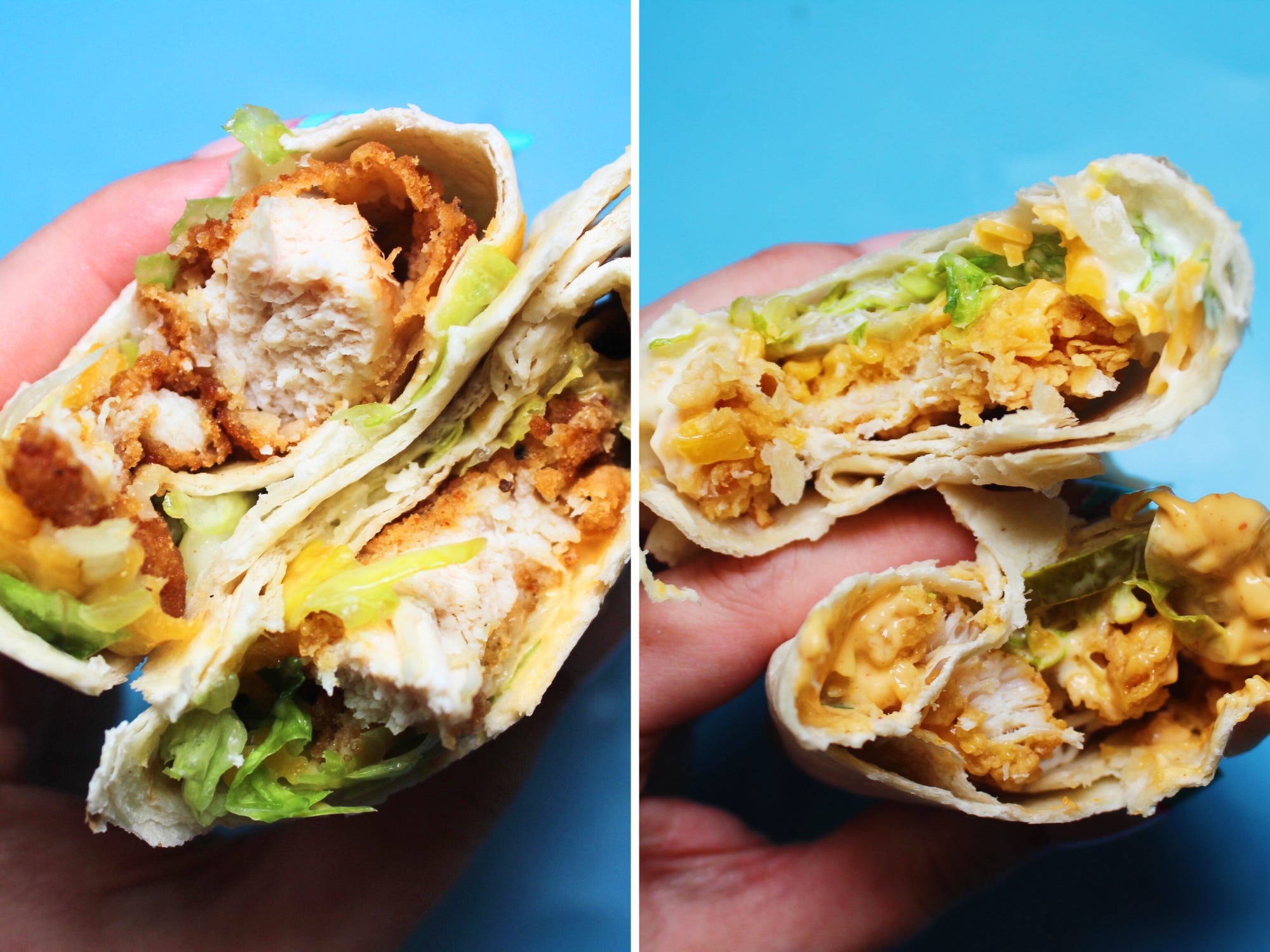 mcdonalds snack wraps and popeyes chicken wraps