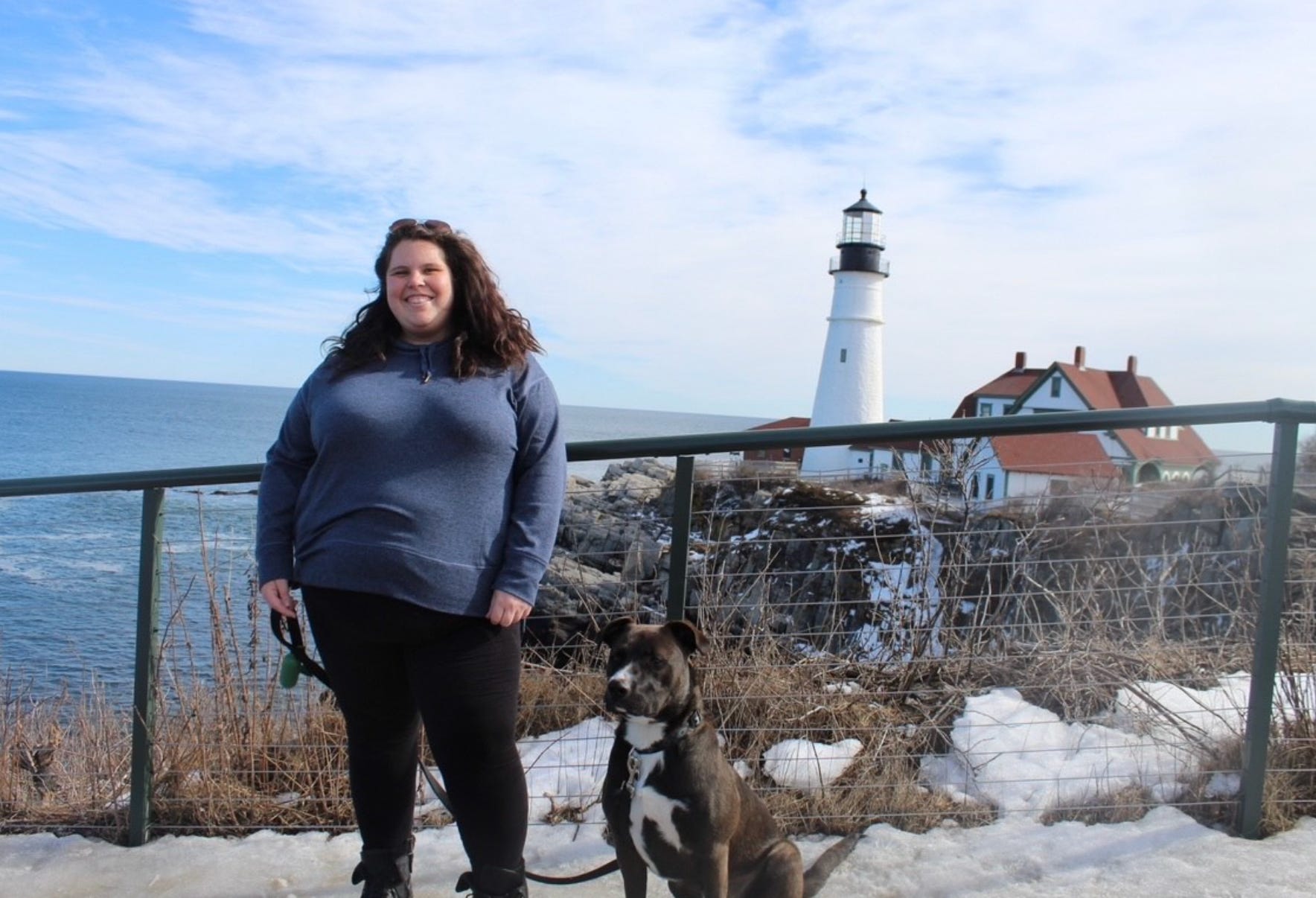 The writer and her dog in Portland, Maine.
