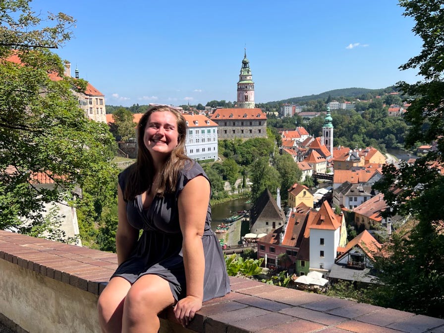 The writer in the Czech Republic after moving from America.