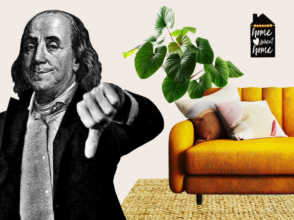 Benjamin Franklin thumbs down interior design.