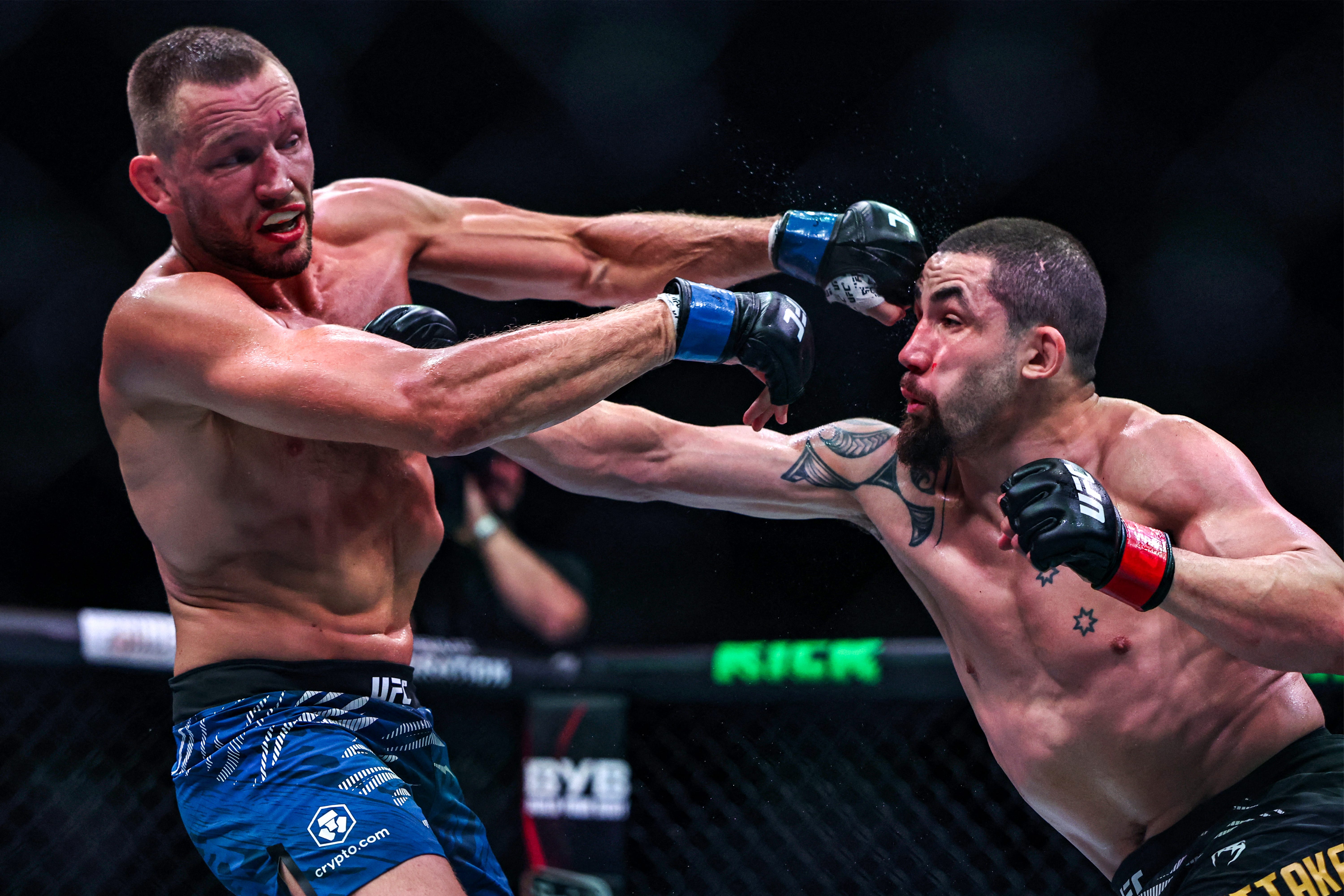Robert Whittaker and Reinier de Ridder compete at the UFC Fight Night event at Etihad Arena in Abu Dhabi on July 26, 2025.