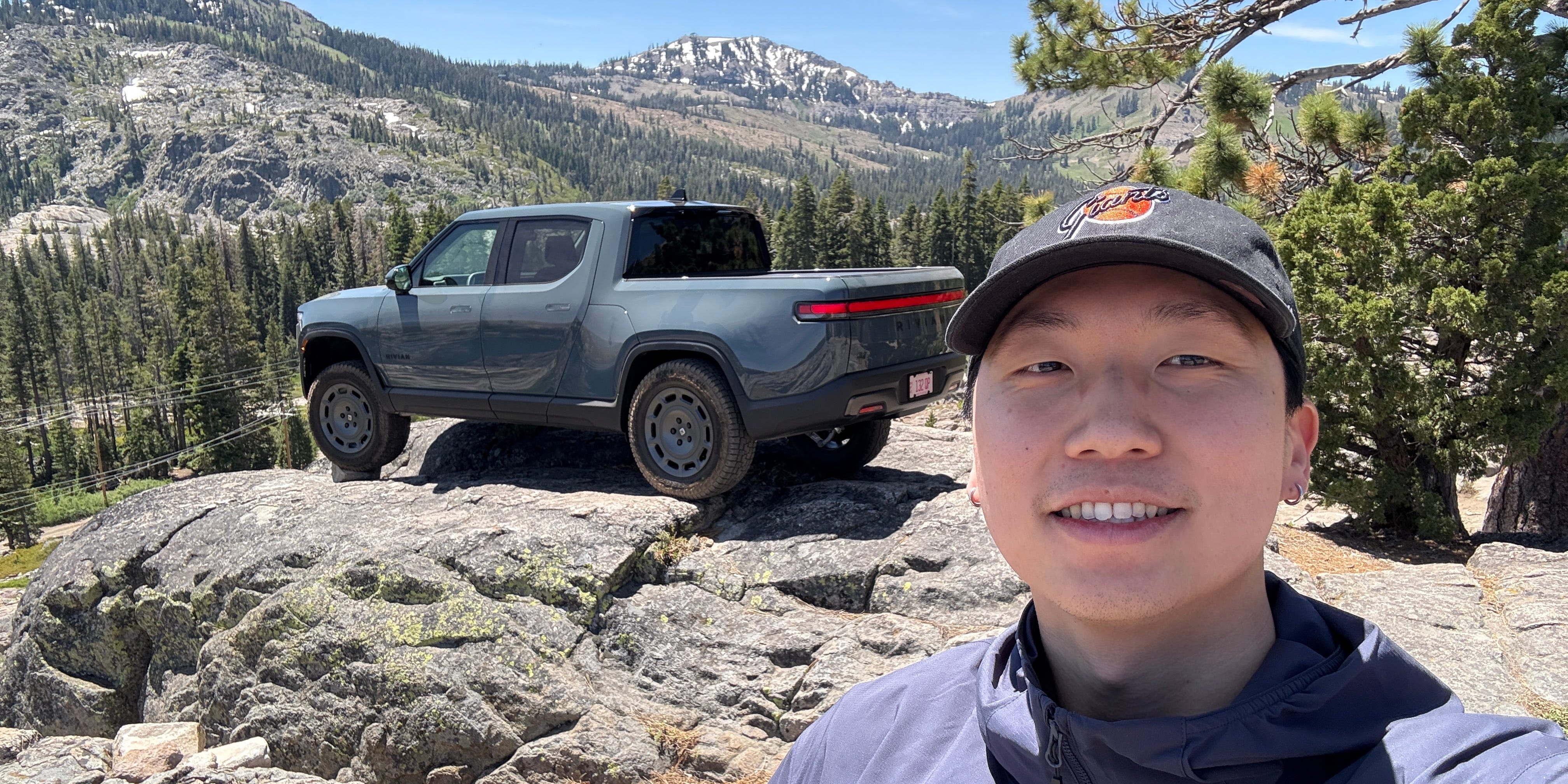 Rivian and person taking a selfie