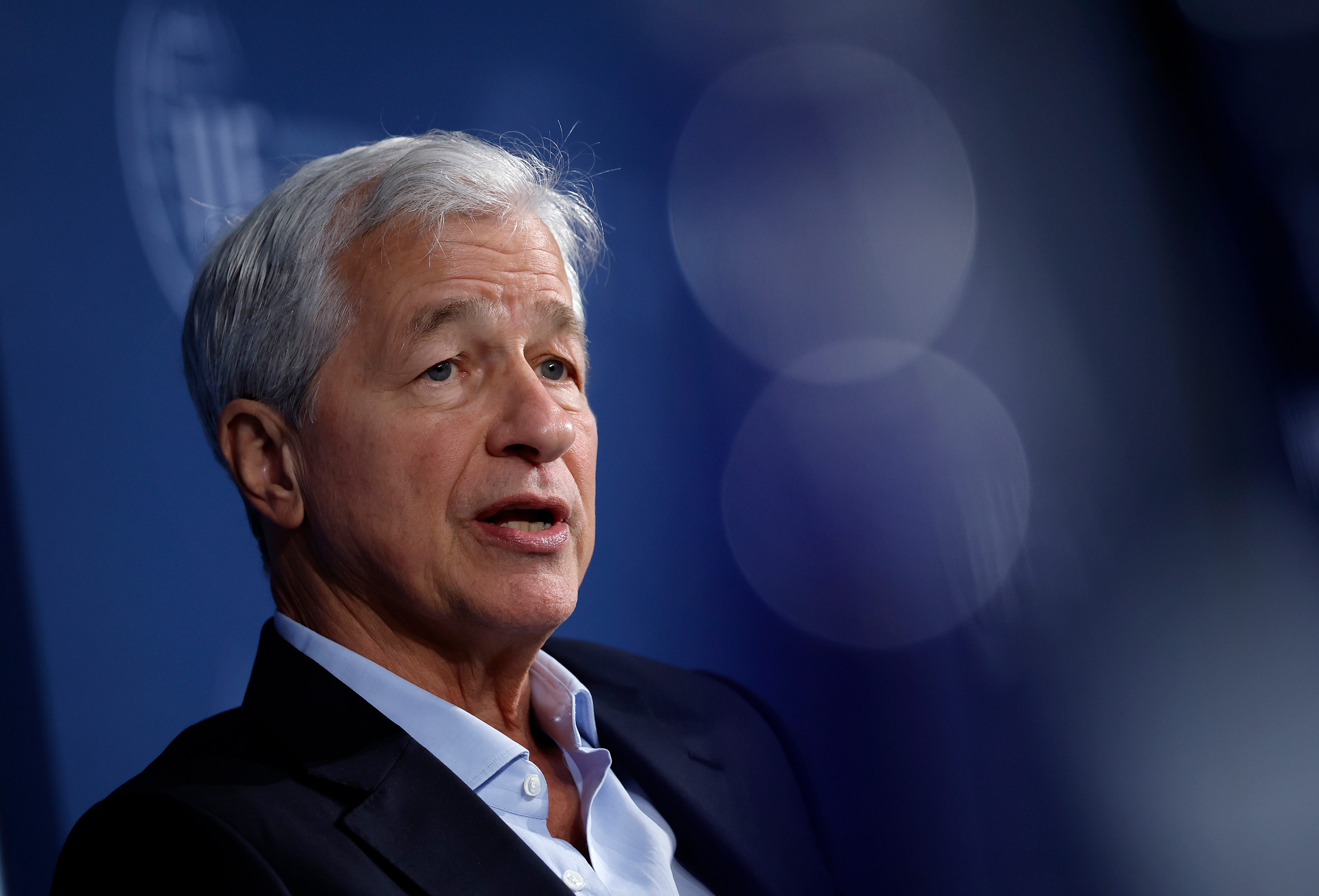 JPMorgan Chase CEO Jamie Dimon speaking on stage
