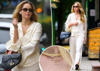 Jennifer Lawrence appears to reveal initial of second child’s name with special necklace