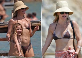 Kate Hudson, 46, bares her rock-hard abs in tiny bikini on Ibiza beach with lookalike daughter Rani, 6