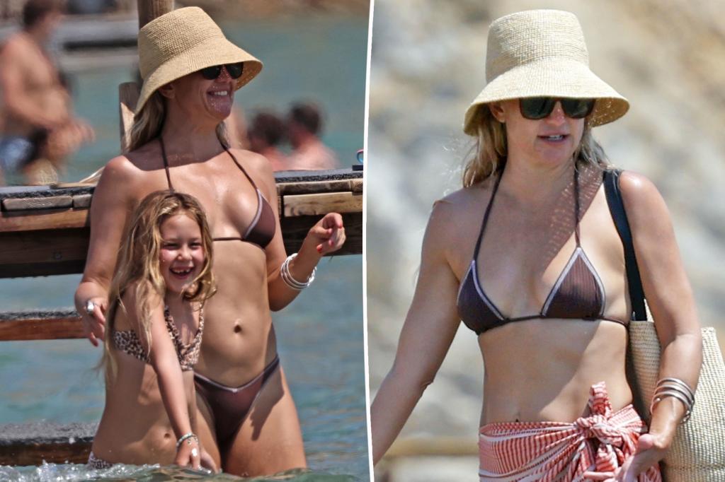 Kate Hudson, 46, bares her rock-hard abs in tiny bikini on Ibiza beach with lookalike daughter Rani, 6