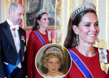 Kate Middleton is ravishing in red and Princess Diana’s tiara for Macron state banquet