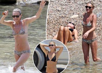 Kate Moss and daughter Lila frolic in bikinis on Ibiza beach vacation