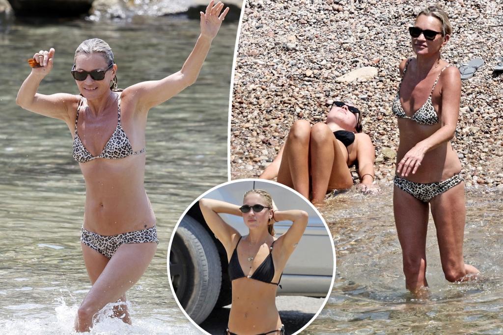 Kate Moss and daughter Lila frolic in bikinis on Ibiza beach vacation