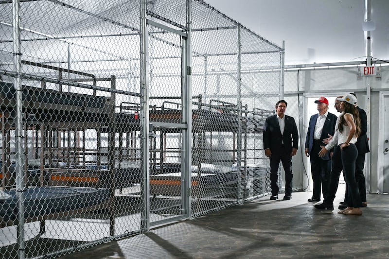 Donald Trump toured “Alligator Alcatraz” alongside Florida Gov. Ron DeSantis and Homeland Security Secretary Kristi Noem.