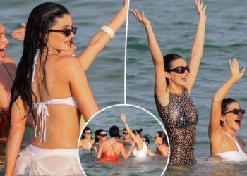 Kylie and Kendall Jenner get wet and wild with friends at exclusive beach club in St. Tropez