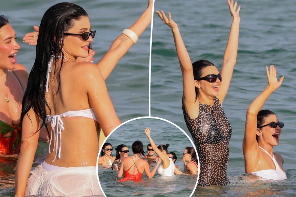 Kylie and Kendall Jenner get wet and wild with friends at exclusive beach club in St. Tropez