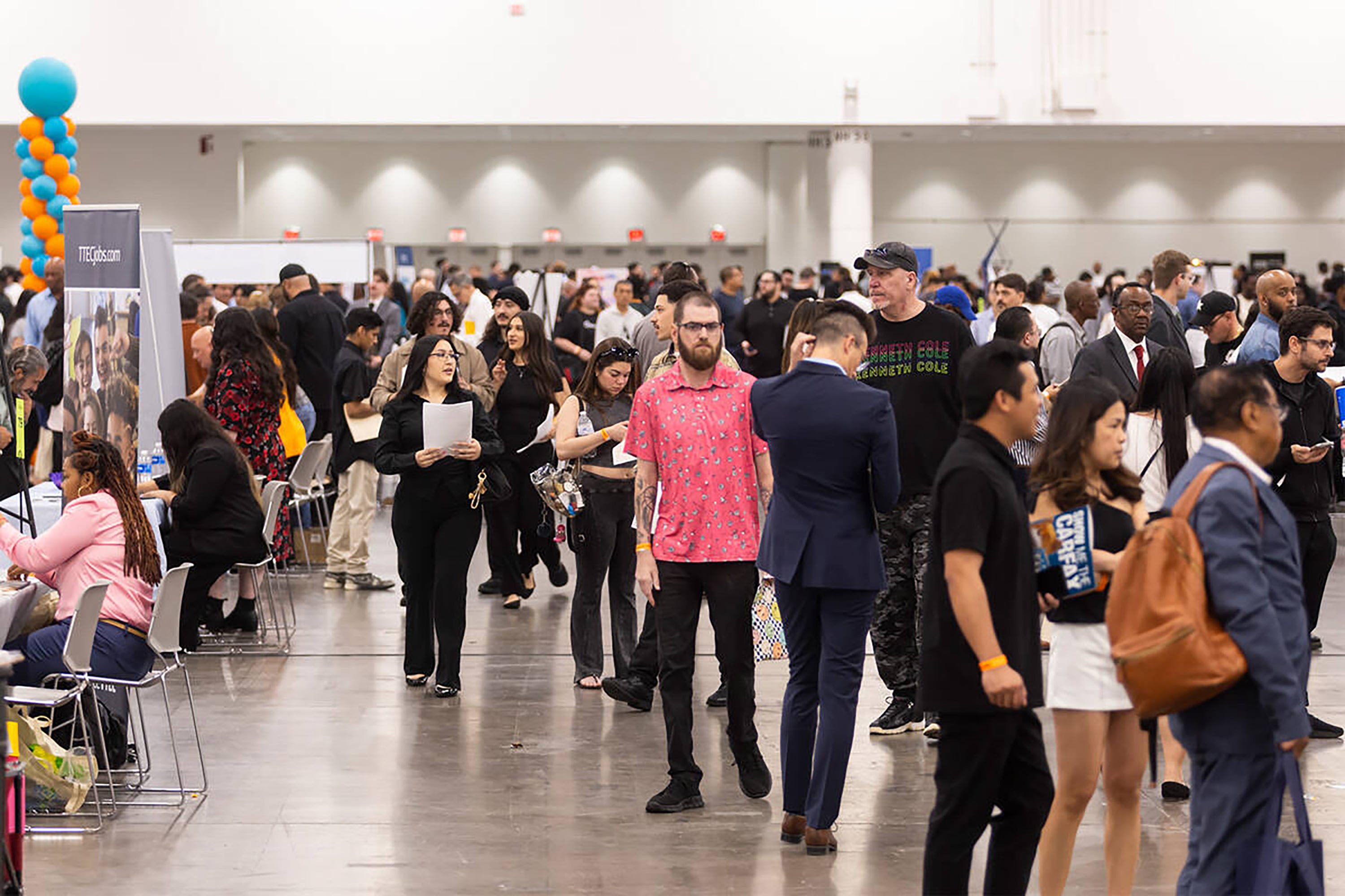 Attendees at a job fair