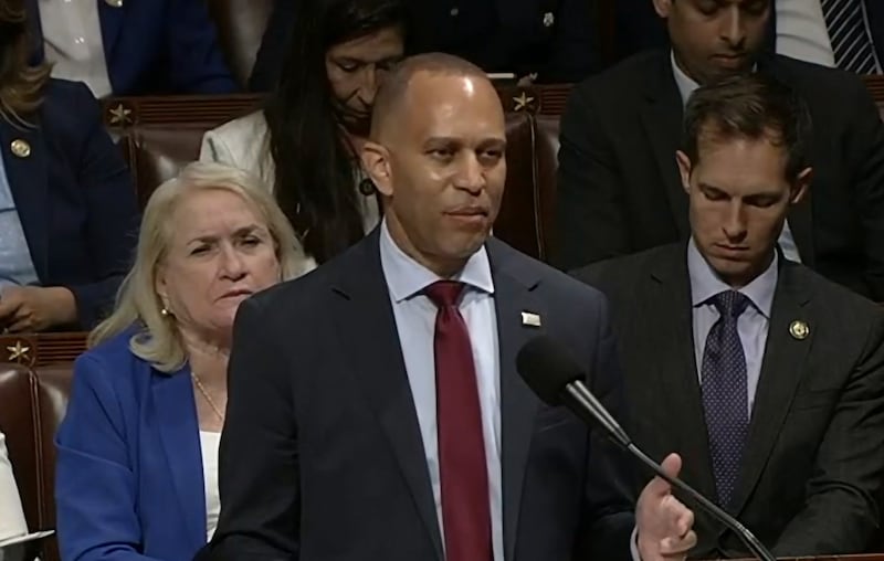Hakeem Jeffries  during his lengthy  speech on the House floor.