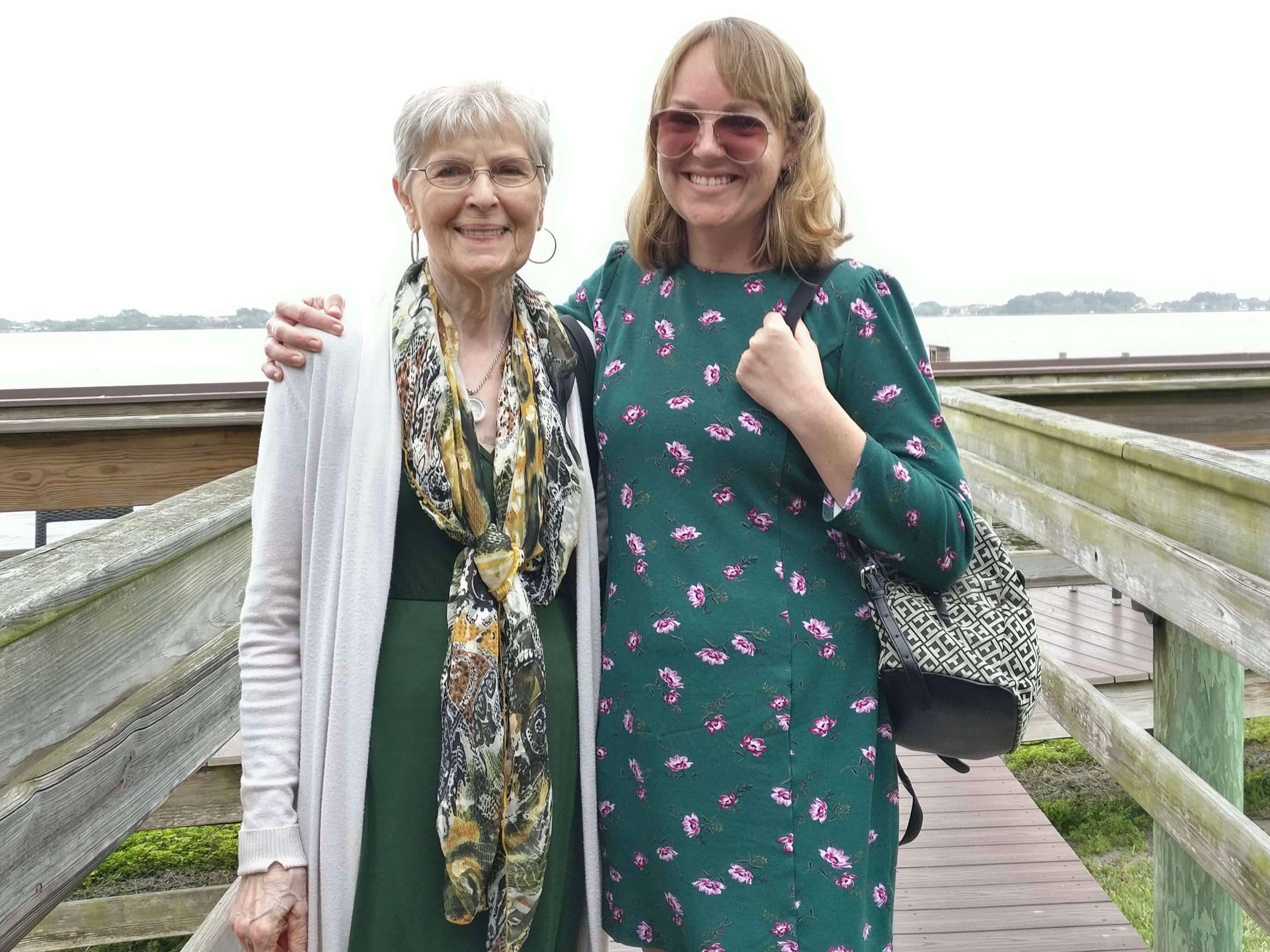 Ashley Archambault and her grandmother on a dock