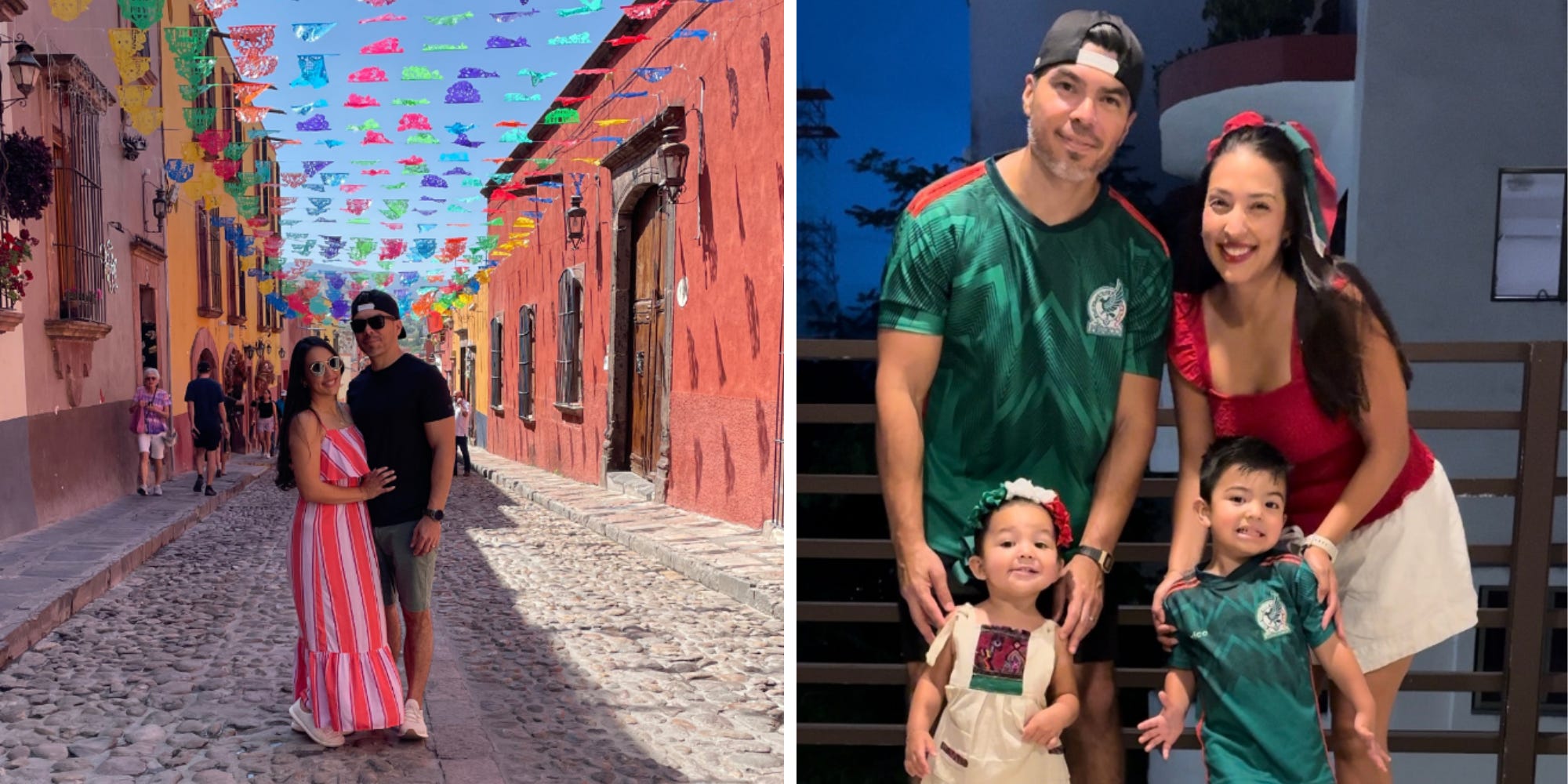 Left: Bianca Ramos and her husband; Right: Ramos, her husband, and their two children