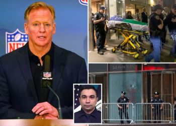 NFL commissioner Roger Goodell pays tribute to NYPD officer shot and killed in Midtown